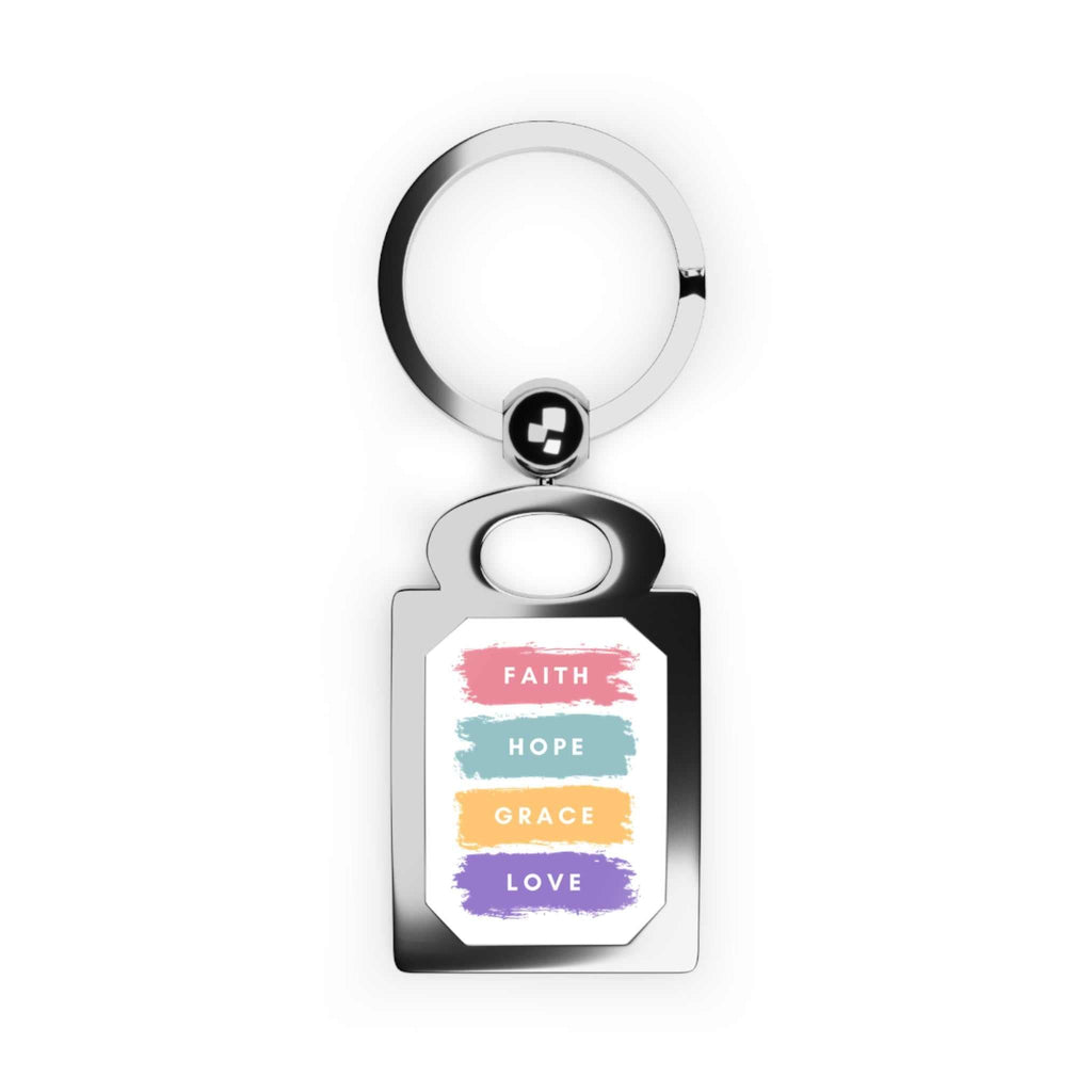 Faith & Love Keyring with rectangular zinc alloy frame