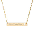 Faith Over Fear Necklace gold stainless steel bar pendant