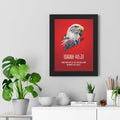 Isaiah 40:31 poster with eagle illustration and inspirational Bible verse on red background in modern black frame