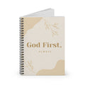 God First Notebook with metal spiral binding and inspirational front cover for faith journaling