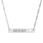 God Is Love Necklace stainless steel bar with cutout cross