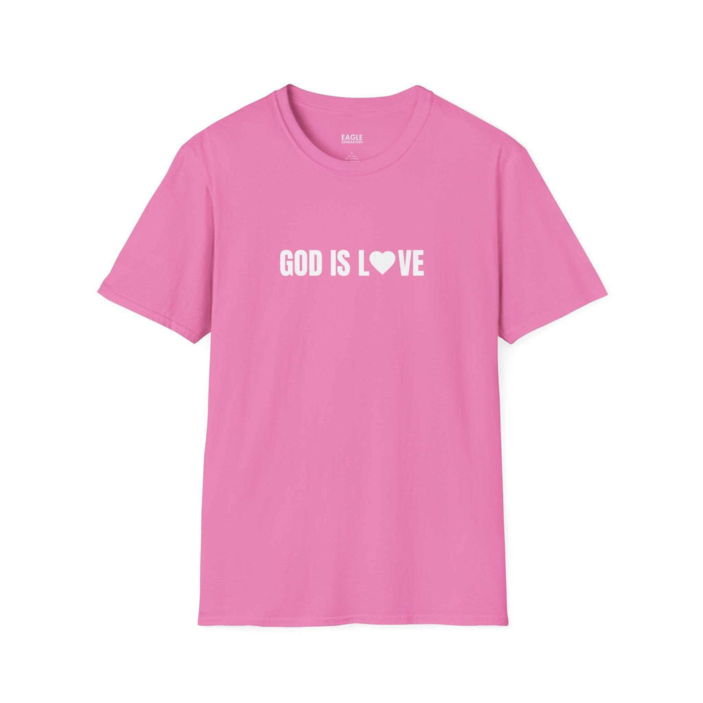 God Is Love T-Shirt with vacuum insulated beverage bottle features