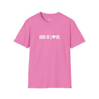 God Is Love T-Shirt with vacuum insulated beverage bottle features