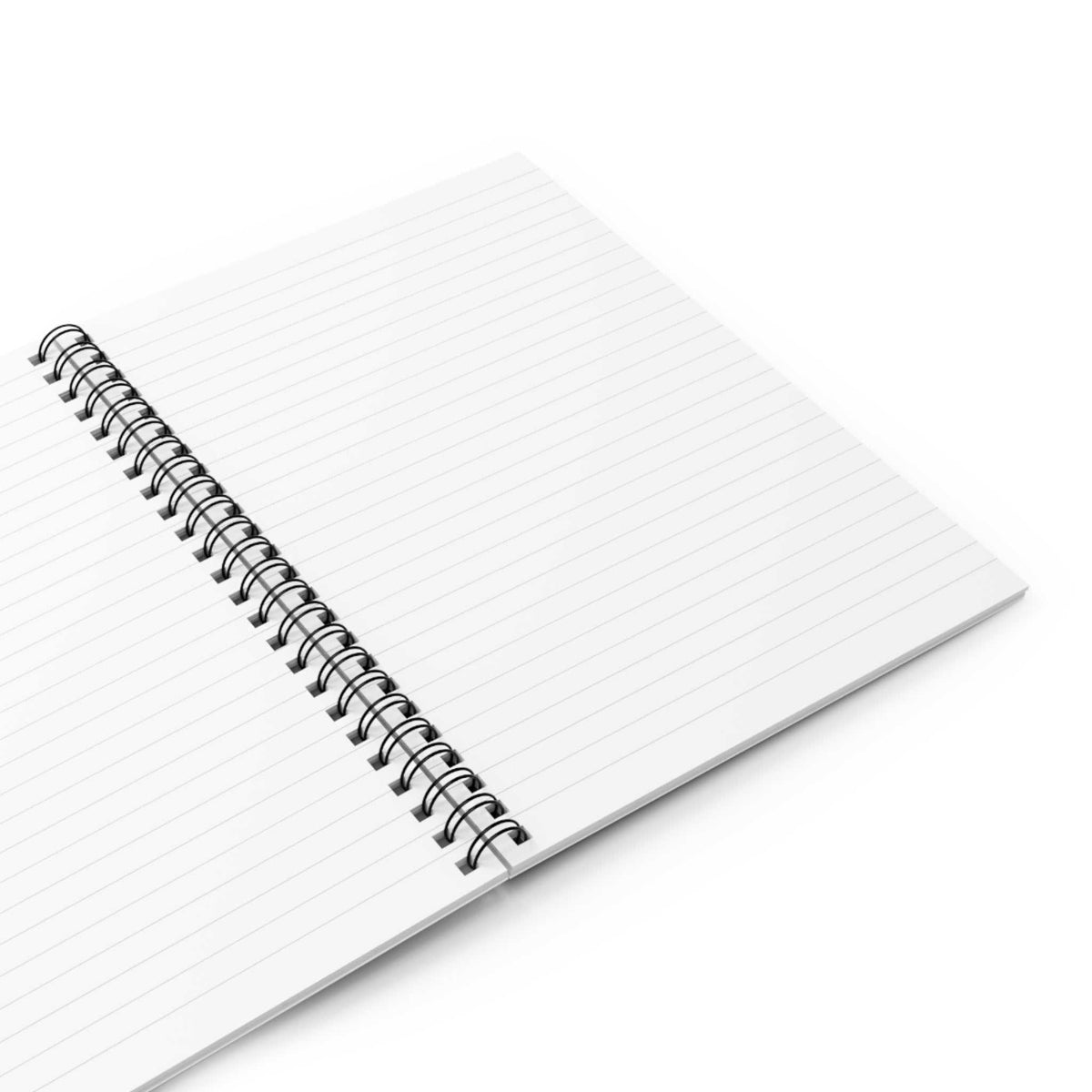 Open spiral-bound notebook with ruled pages for journaling and note-taking