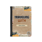 God’s Peace stylish passport cover in black PU faux leather with RFID blocking and inner pockets for cards and boarding passes