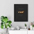 Framed God's Peace Within poster with gold crown design on black background in modern home decor setting
