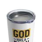 God’s Plan Tumbler with clear push-on lid and rounded corners