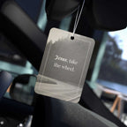 Guided by Jesus car air freshener with "Jesus, take the wheel" text