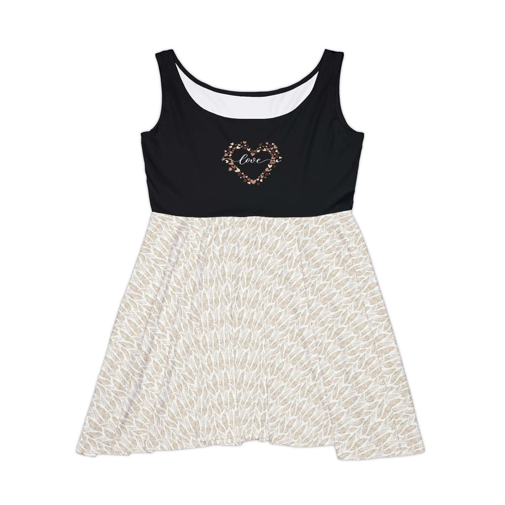 Hearts Skater Dress with black top and patterned skirt