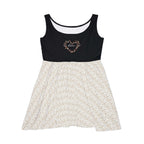 Hearts Skater Dress with black top and patterned skirt