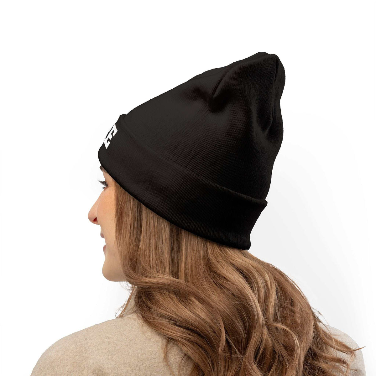 Hope Knit Beanie black breathable cotton blend knit hat with embroidery