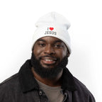 I Love Jesus Beanie soft cotton unisex t-shirt with durable collar and ethical cotton blend
