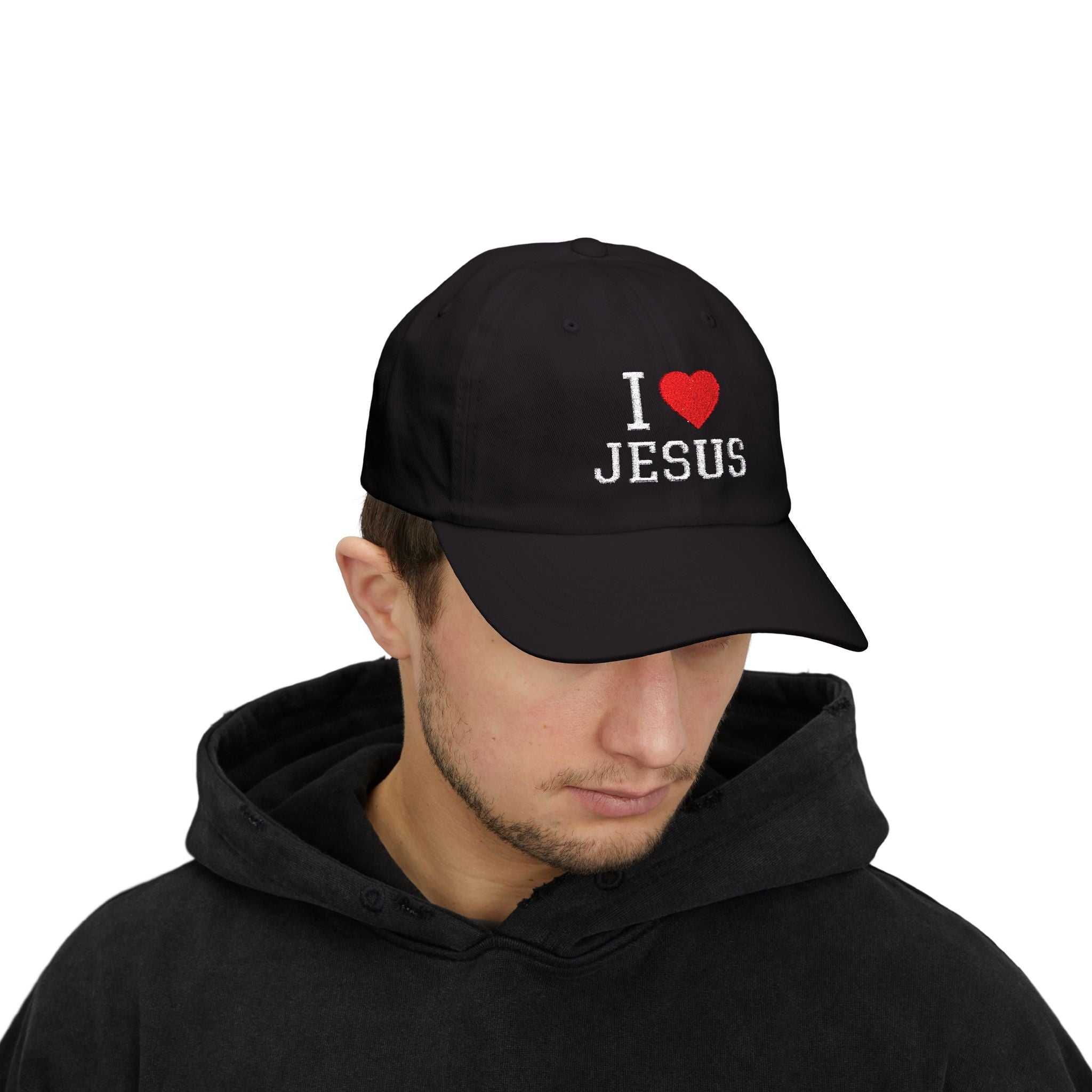 I Love Jesus Cap unisex soft-style t-shirt made from 100% cotton with durable twill tape shoulders and ribbed collar