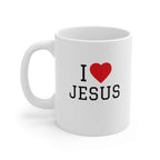 I Love Jesus Mug design on soft-style unisex cotton t-shirt with crew neckline