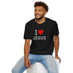 I Love Jesus T-shirt in soft 100% cotton unisex design with durable collar and classic fit