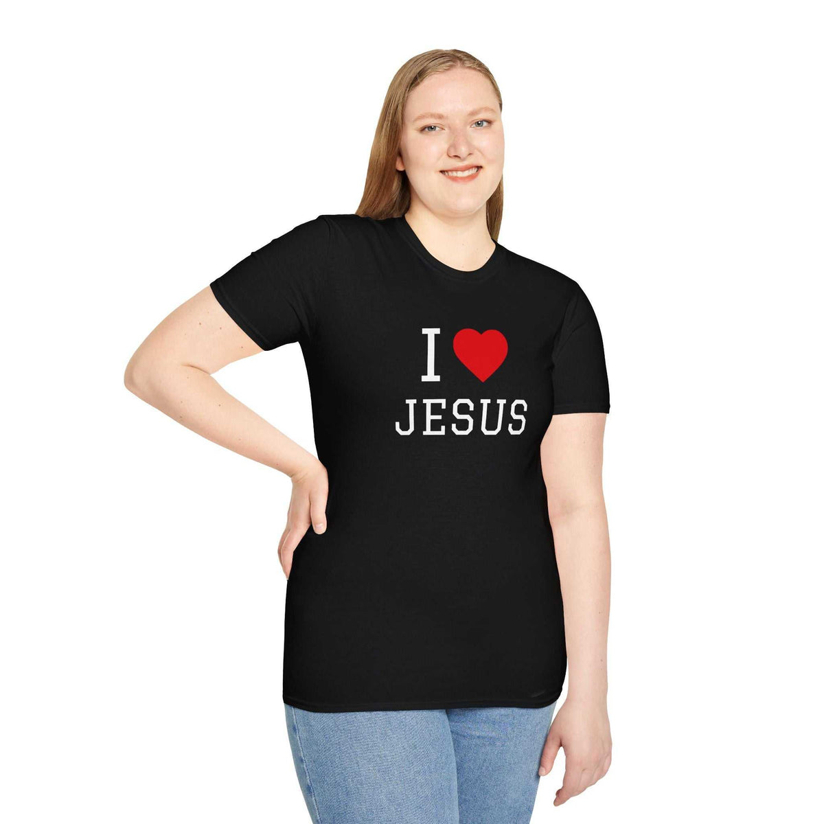 Unisex I Love Jesus T-Shirt 100% cotton soft-style casual tee with durable shoulders and ribbed collar