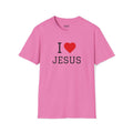 Unisex I Love Jesus T-Shirt made of soft 100% cotton with classic crew neck and durable twill tape shoulders.