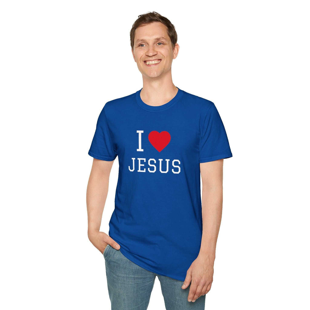 I Love Jesus T-Shirt made of soft 100% cotton, classic fit, durable crew neck, unisex casual wear