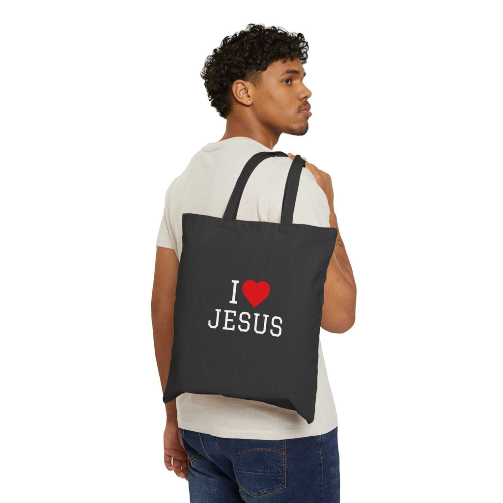 I Love Jesus tote bag with soft 100% cotton casual t-shirt design