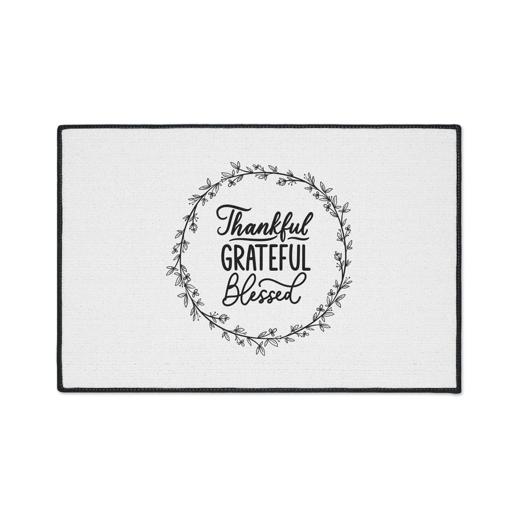 Inspirational floor mat with thankful grateful blessed design