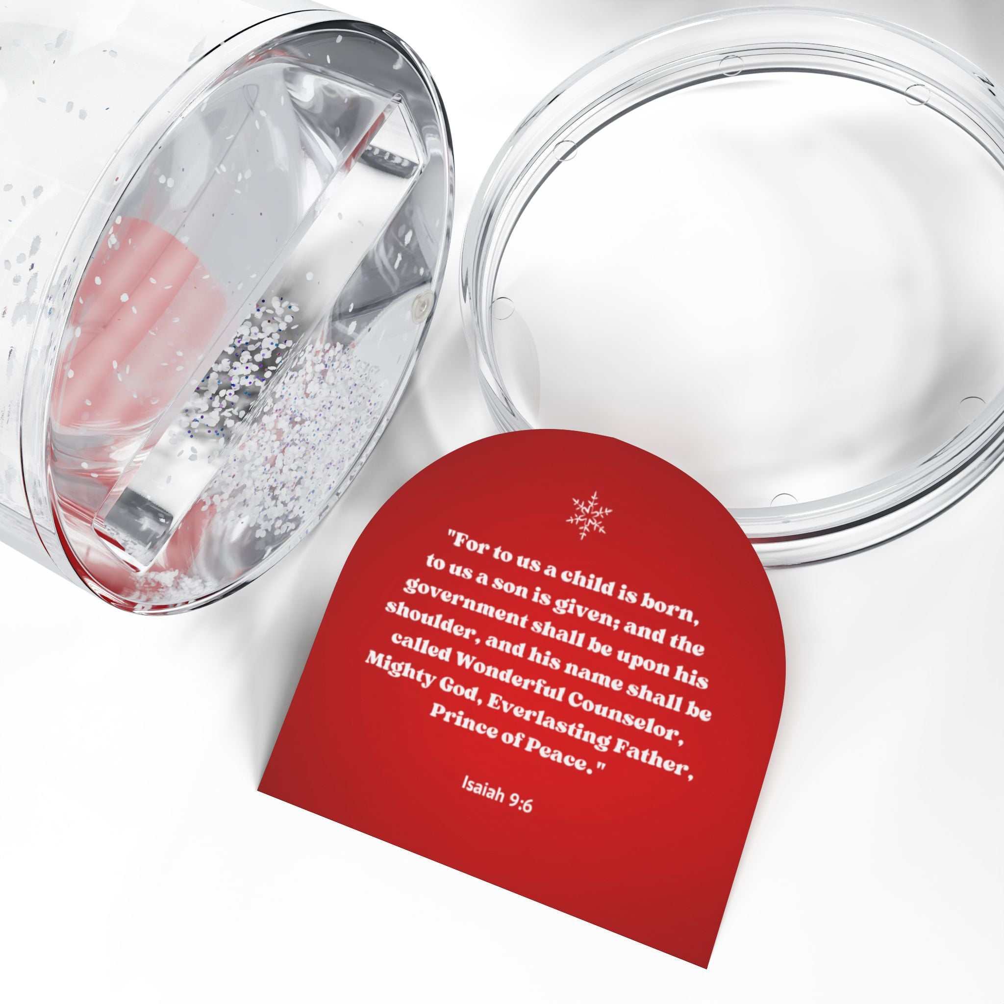 Isaiah 9:6 Snow Globe with acrylic photo and glitter design inside