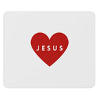 Jesus Mouse Pad with red heart design