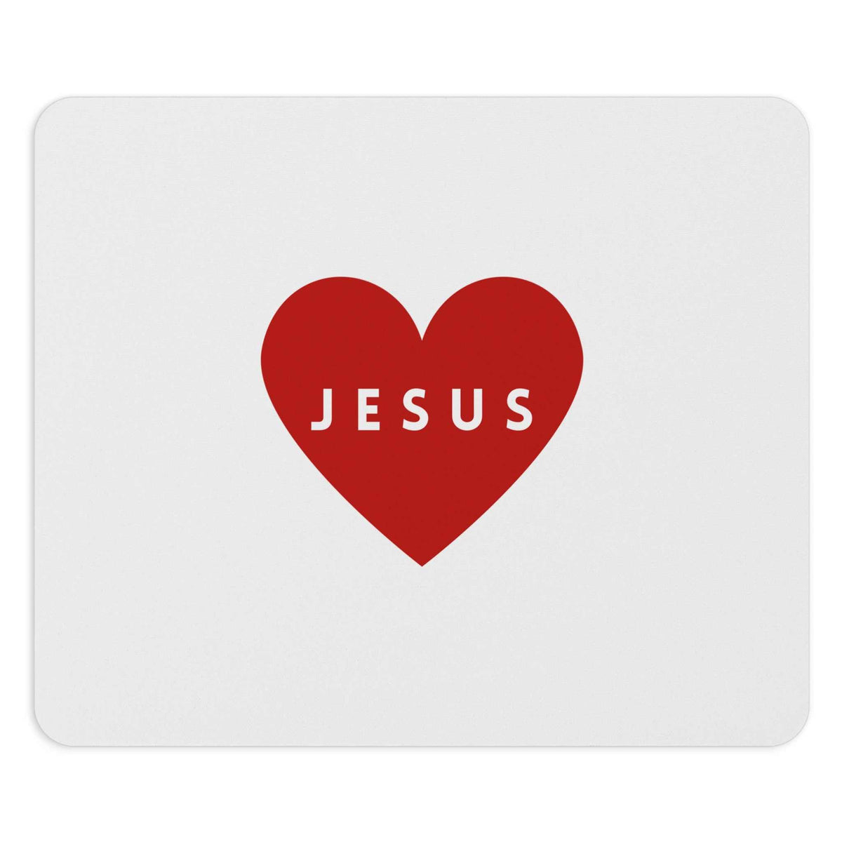 Jesus Mouse Pad with red heart design