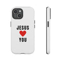 Jesus Phone Case with dual layer protection, white with black text