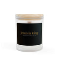 Jesus is King Candle in frosted glass