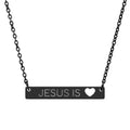 Jesus is Love stainless steel necklace with bar pendant