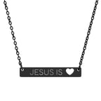 Jesus is Love stainless steel necklace with bar pendant