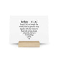 John 3:16 gallery board with hand-crafted solid oak stand