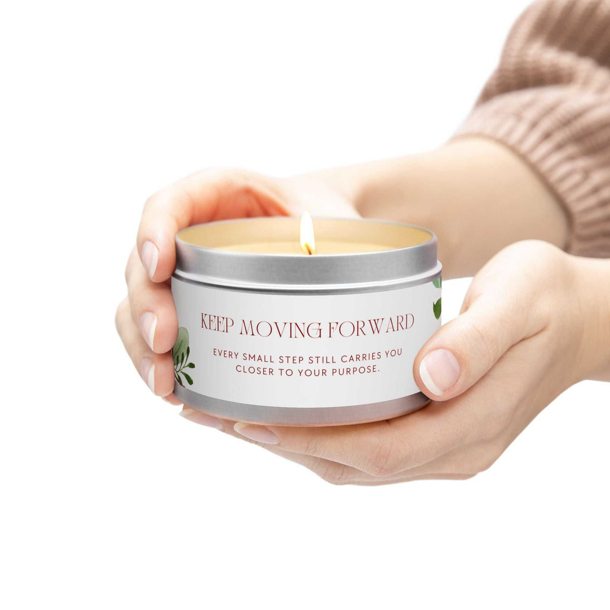 Keep Going Tin Candle hand-poured natural coconut soy wax