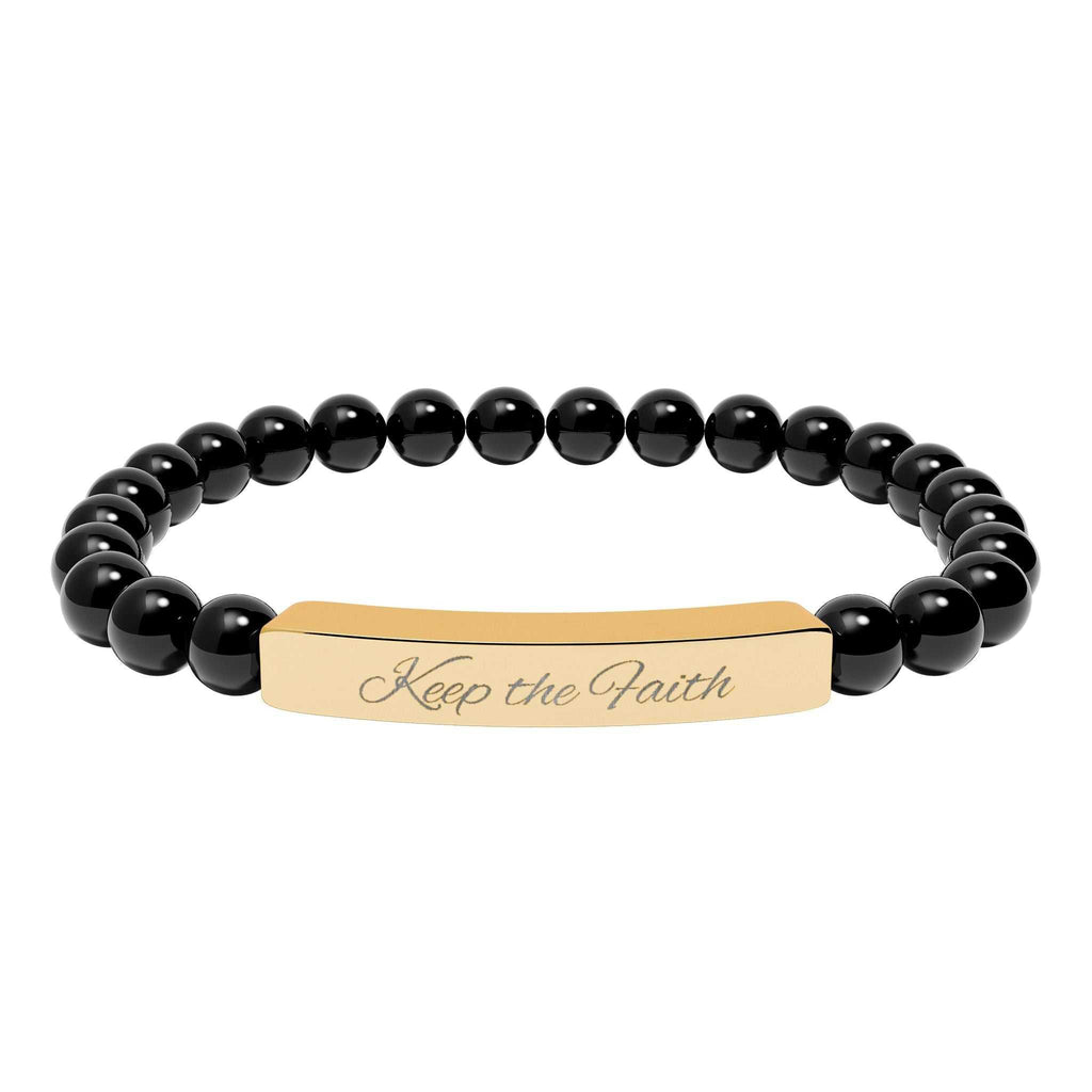 Keep the Faith Bracelet made of durable stainless steel, symbolizing faith and positivity.