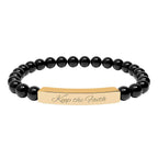 Keep the Faith Bracelet made of durable stainless steel, symbolizing faith and positivity.