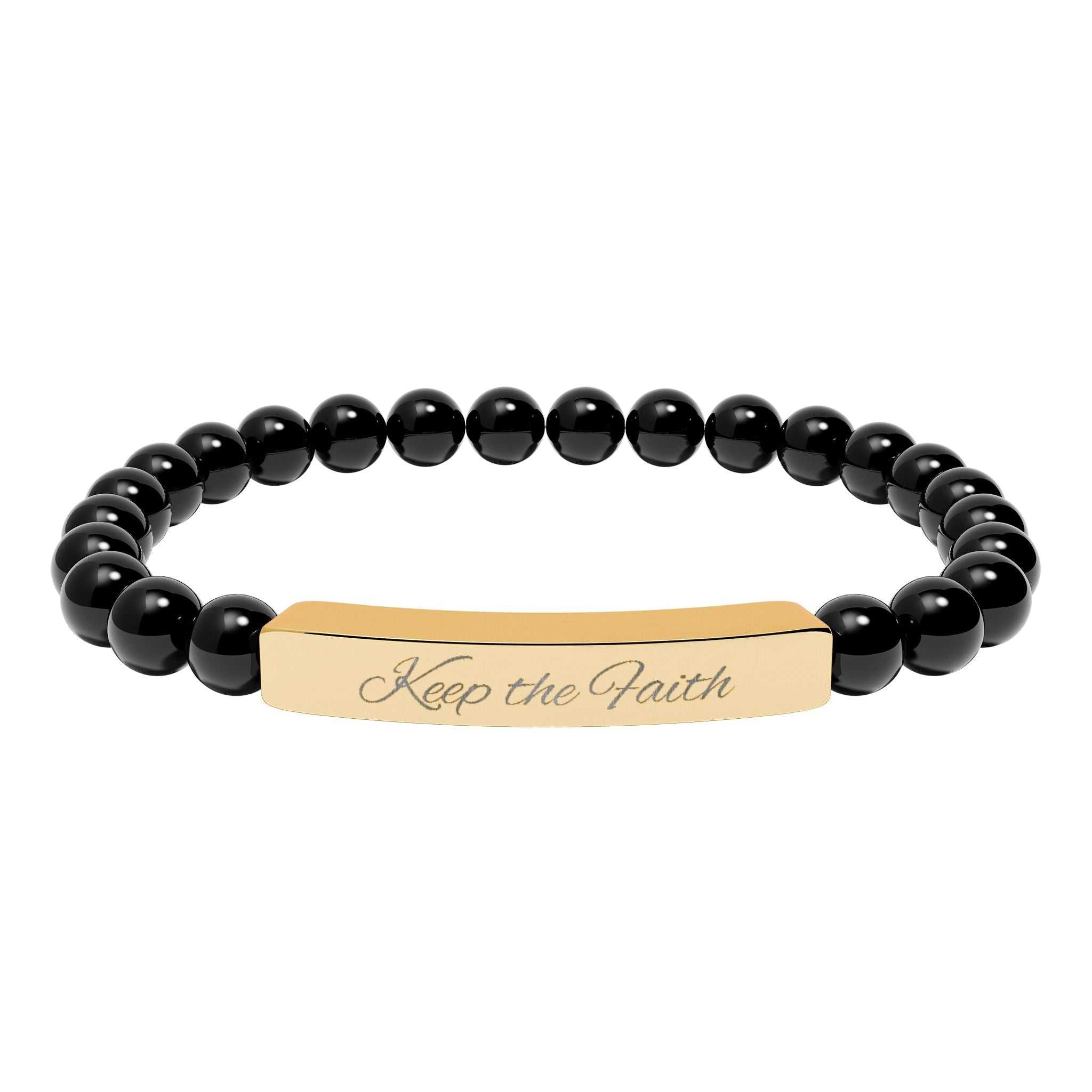 Keep the Faith Bracelet made of durable stainless steel, symbolizing faith and positivity.