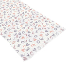 Lightweight transparent scarf with love pattern in pink and gray tones
