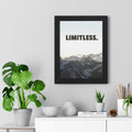 Limitless framed motivational poster with mountain background in black Ayous wood frame