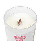 Love Lives On Candle with wooden wick in frosted glass and maple lid