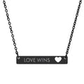 Elegant Love Wins Necklace made of durable 316L stainless steel, 32mm bar, hypoallergenic and inspiring love message