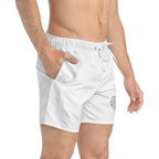 Men's white John 316 swim trunks with side pockets