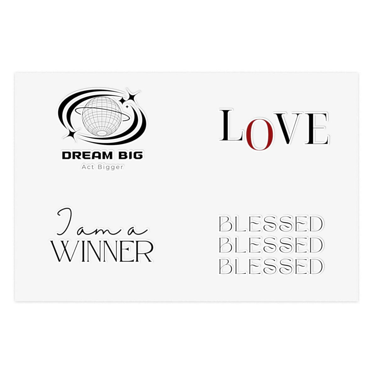 Motivational sticker sheet with inspirational designs