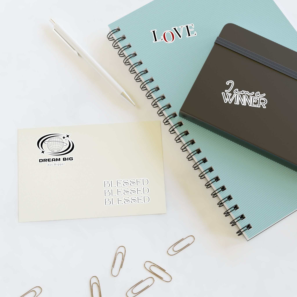 Motivational sticker sheets featuring inspiring phrases