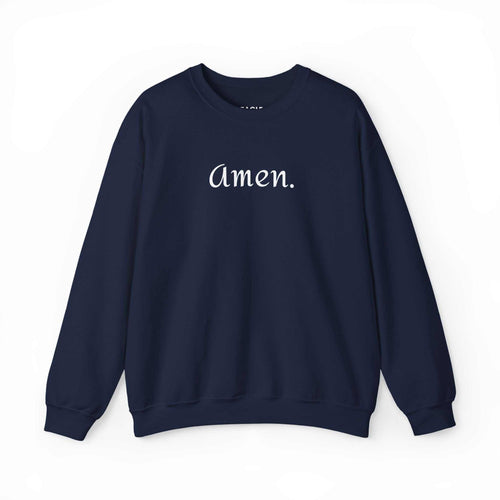 Navy blue Amen sweatshirt with classic fit and white text design