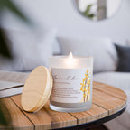 Never Alone Candle with wooden wick in frosted glass