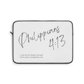 Philippians 4:13 laptop sleeve with inspirational Bible verse text