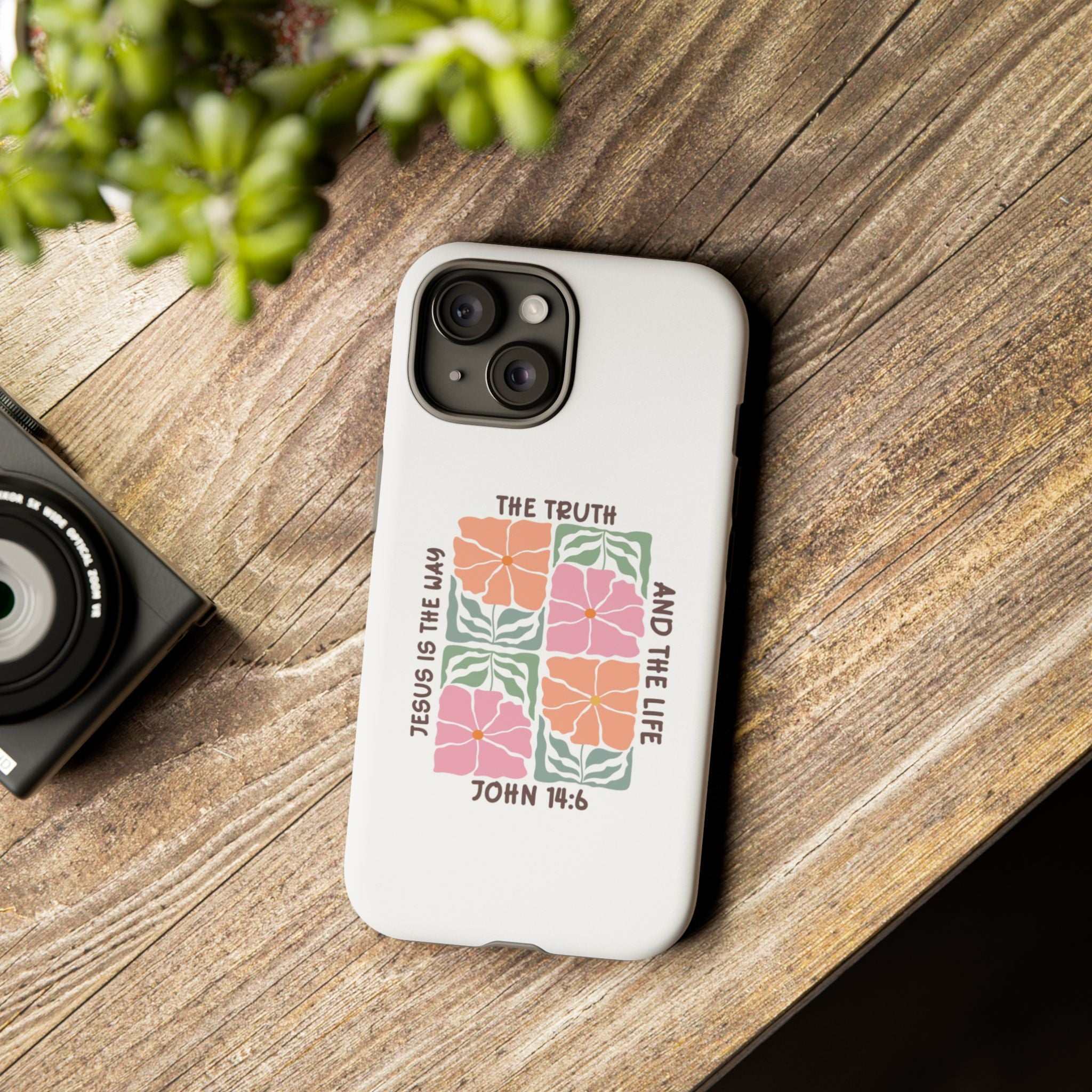 Phone case featuring a floral inspirational design