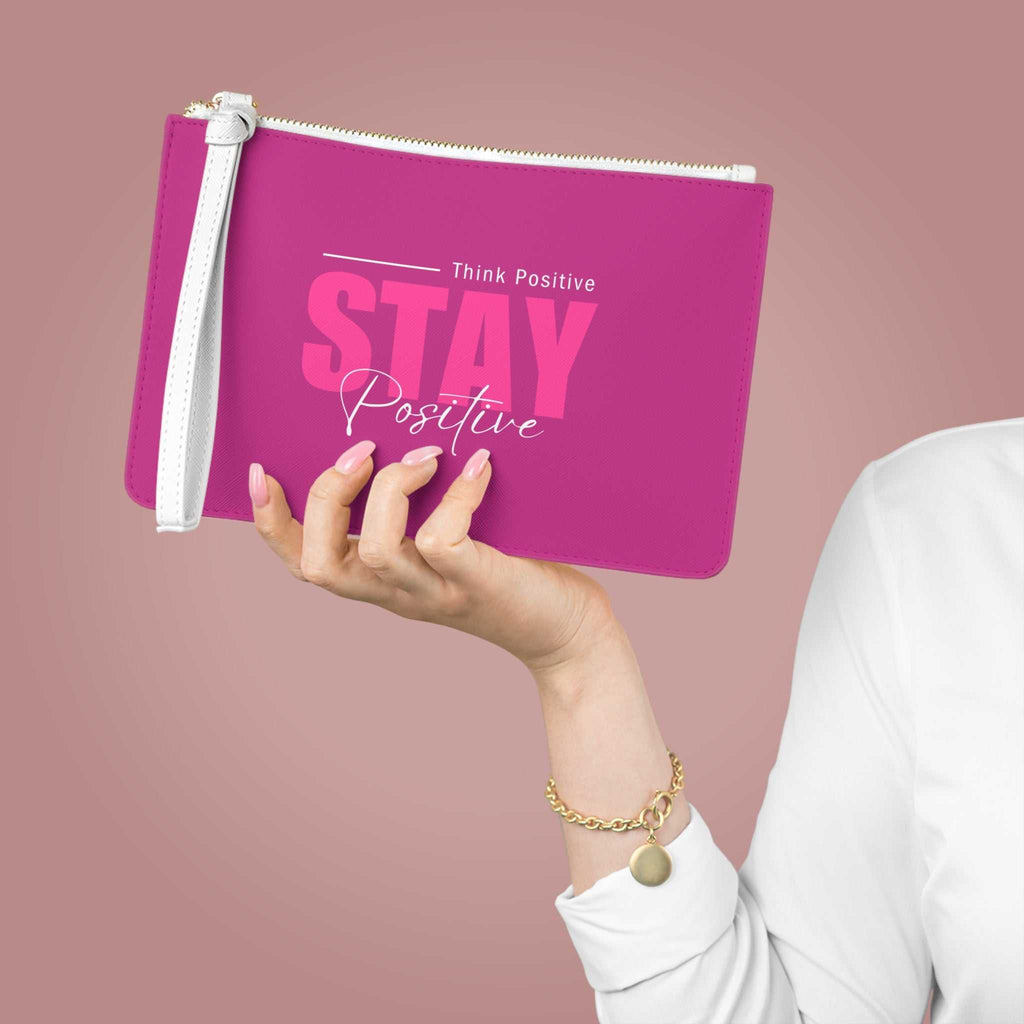Pink Stay Positive Clutch Bag