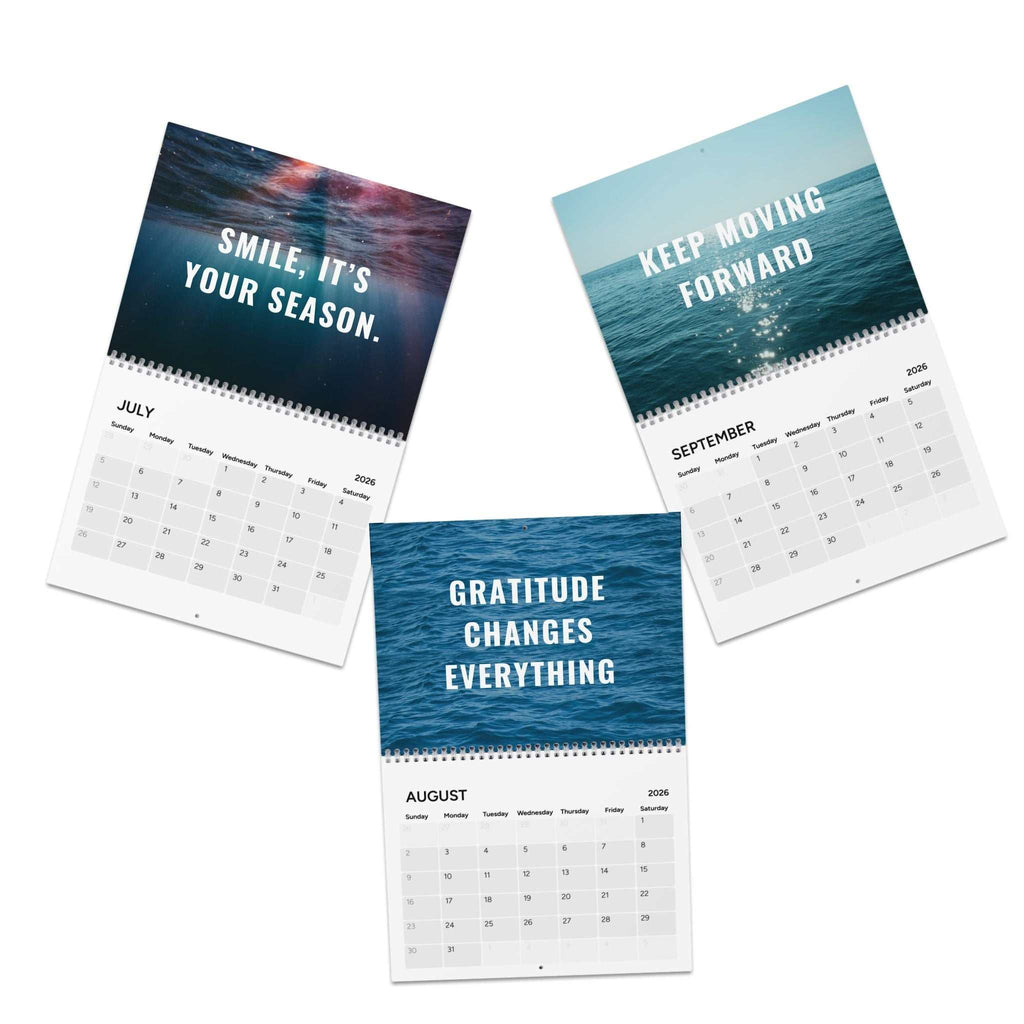 2026 Good Vibes Calendar with colorful motivational quotes and wire binding