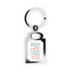Pray More Keyring with rectangular zinc alloy frame and swivel joint
